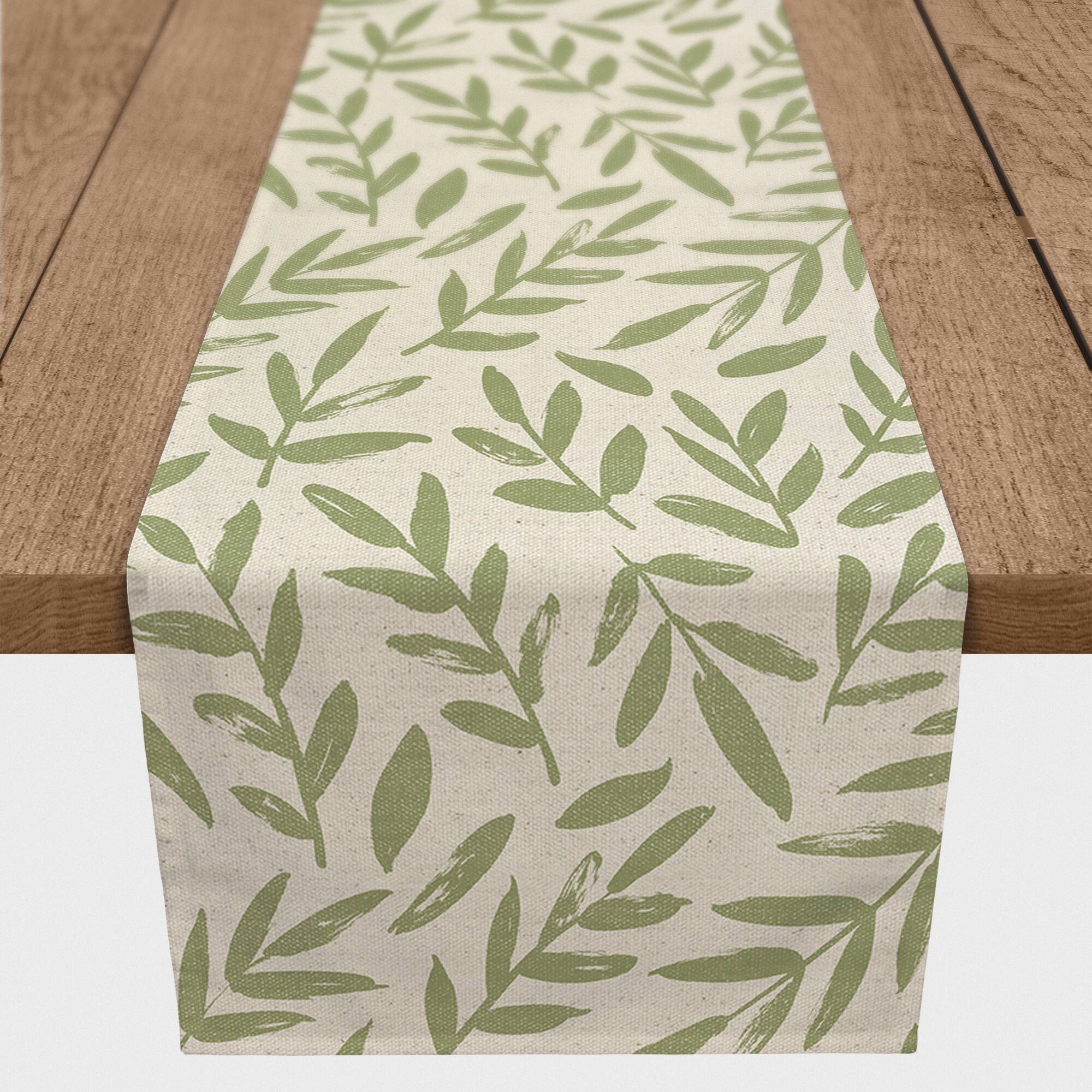 Rough Leaf Pattern 1 16" x 72" Poly Twill Table Runner
